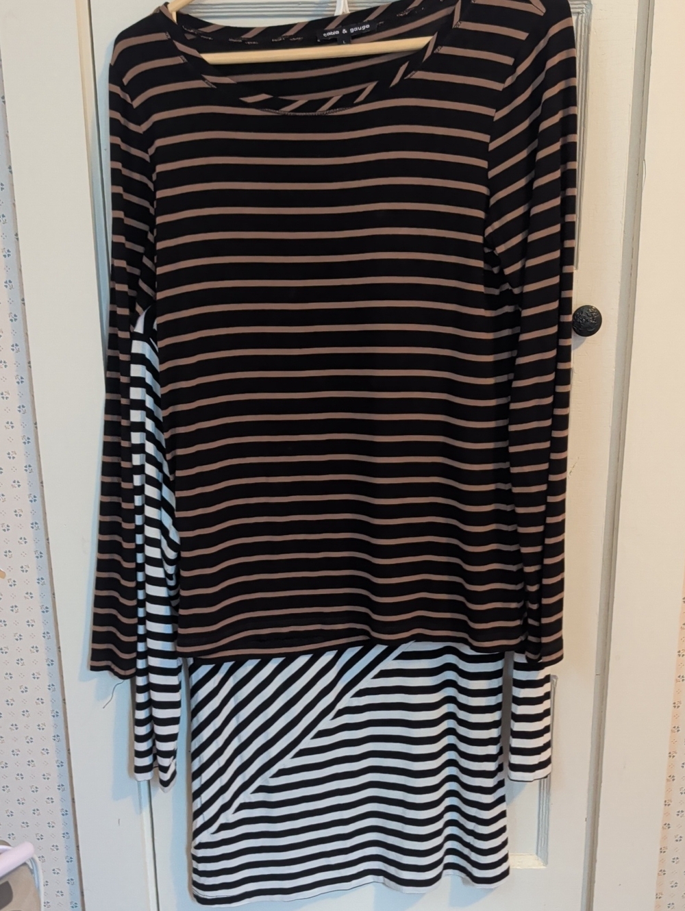 Cable & Gauge L Tops Striped Long Sleeve Norm core Soft Viscose 2 lot bundle